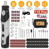 116Pcs 4V Cordless Rotary Tool Kit Power Rotary Tools with 5 Speeds 2000mAh Rechargeable Battery for Sanding Polishing Drilling Engraving Cutting Grin