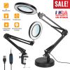 2-in-1 LED Magnifier Desk Lamp 8x Magnifying Glass with Light Swing Arm Desk Table Light USB Reading Lamp with Clamp Stand 10 Brightness 3 Modes
