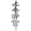 Rust-Resistant Corner Shower Caddy For Bathroom 4 Height Adjustable Shelves With Tension Pole Towel Bar Hanging Hook Floor Standing Bath Storage Rack