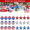 24Pcs Set Hanging Ornaments Ball Star Patriotic Festival Party Decor Independence Day 4th of July Christmas Tree Wall Indoor Outdoor Decoration