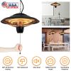 1500W Outdoor Hanging Patio Heater Ultra-Quiet Electric Heating Lamp IP23 Waterproof 2 Heating Levels Overheating Protection Ceiling Mounted Outdoor H