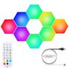 8Pcs Hexagon Light Panels RGBW Colorful Splicing Wall Lamps App Remote Line Control Timing Decorative Gaming Light Music Sync Lamps