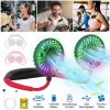 Neck Hanging Fan Hand Free Portable Aromatherapy USB Fans 360°Rotatable Rechargeable Dual Cooling Fans w/Color Changing Led