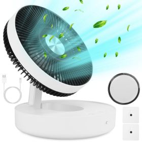 Foldable Rechargeable LED Desk Fan Wall Mounted Fan with Magnetic Remote Hanging Oscillating Fan with 4 Speeds 2 Brightness Time Setting Automatic Rot
