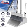 Broom And Dustpan Combo Set With Squeegee Stainless Steel Handle 4 In 1 Upright Standing Broom And Dust Pan For Indoor Outdoor Garage Kitchen Room Off