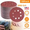 120Pack 5 Inch 8 Hole Round Sandpapers Random Orbital Sander Pads Sanding Discs 2000Grit