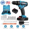 Cordless Drill Set With 2Pcs 21V Batteries and Charger 2 Variable Speeds 3/8In Keyless Chuck 265ln-lbs 25+3 Torque Positions Included 24Pcs Drill Bits