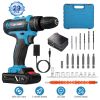 Cordless Drill Set With 2Pcs 21V Batteries and Charger 2 Variable Speeds 3/8In Keyless Chuck 265ln-lbs 25+3 Torque Positions Included 24Pcs Drill Bits