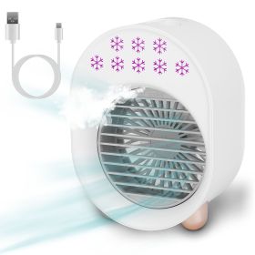 4 In 1 Portable Mini Desktop Air Conditioner Fan Water Mist Cooling Fan USB Rechargeable Humidifier Fan Evaporative Air Cooler 3 Wind Modes Colorful L