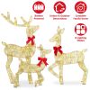 3 Pieces 2D Lighted Christmas Deer Family Set Indoor Outdoor Light Up Reindeer Decorations Lighted Buck Doe Fawn Display with 8 Lighting Modes