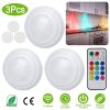 3Pcs RGB Cabinet Lights Remote Control Under Closet Stick On Lamp Multi Color LED Light Light w/ 4/8Hrs Timer