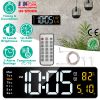 15.7in LED Digital Wall Clock with Remote Control 10 Level Brightness 3 Alarm Settings 12/24Hr Format Timing Countdown Temperature Calendar Display De