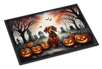 NEW Dachshund Spooky Halloween Doormat Front Door Mat Indoor Outdoor Rugs for Entryway, Non Slip Washable Low Pile, 18H X 27W