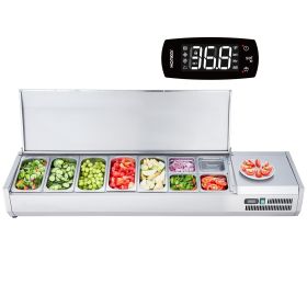 VEVOR Refrigerated Condiment Prep Station, 160 W Countertop Refrigerated Condiment Station, with 5 1/3 Pans & 4 1/6 Pans