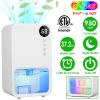 37.2OZ Dehumidifier Indoor Portable Small Dehumidifier with Sleep Mode 1-24H Timer 7-Color Lighting 950sq.ft Coverage Touch Control for Home Bathroom