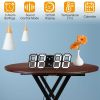 3D LED Digital Wall Clock Sound Control Table Desk Alarm Clock w/ 3 Auto Adjustable Brightness Snooze Date Temperature 12/24Hr Time Display For Office