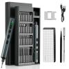 70 In 1 3.7V Mini Electric Screwdriver Kit Rechargeable Magnetic Repair Tool Kit with 5 Torque Settings 64 S2 Precision Bits 4 LED Lights for Phone Ca
