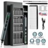 70 In 1 3.7V Mini Electric Screwdriver Kit Rechargeable Magnetic Repair Tool Kit with 5 Torque Settings 64 S2 Precision Bits 4 LED Lights for Phone Ca