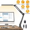 LED Reading Desk Lamp with Clamp Adjustable Swing Arm 3 Modes 10 Brightness Table Light 360 Degree Rotation Lighting Head for Home Office
