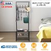 Metal Entryway Coat Shoe Rack Hall Tree w/ 3-Tier Shoe Bench Shoe Storage 18 Hooks Coat Hat Rack