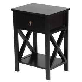 Black, MDF Painted, 40x30x55cm, Bedside Table (Color: Black)
