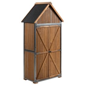 Outdoor Storage Cabinet Garden Shed Tool Shed With Metal Frame Structure For Garden Patio Lawn (Color: Brown)