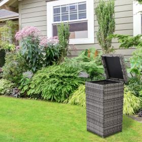 Gray Gradient Woven Rattan Trash Can With Top Cover (Option: Gary Gradient Cane)