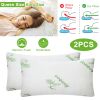 2Pcs Bamboo Memory Foam Pillow Hypoallergenic Bed Pillow For Head Neck Rest Sleeping Shredded Pillow Washable Cover Queen Size Pillow
