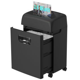 Woolsche Cross Cut Document Shredder 18 Sheet Document Shredder Credit Card Shredder Security Level P-4 For Home, Office And Schools (Color: Black)