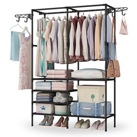 Metal Garment Rack Shoe Clothing Organizer Shelves Freestanding Multifunctional Clothes Wardrobe (Option: GarmentShoeStorageShelf)