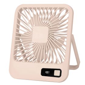 Mini Desktop Cooling Fan Rechargeable Battery Powered Personal Fan Speed Adjustment Strong Airflow Quiet Travel Fan with LCD Display for Home Office T (Option: Beige)