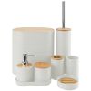 8Pcs Bathroom Accessories Set Bathroom Holder Set with Soap Dispenser Toothbrush Holder Cup Soap Dish Toilet Cleaning Brush Trash Can Qtip Holder Vani
