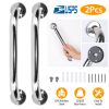 2Pcs Bath Grab Bar 11.8in Sturdy Stainless Steel Shower Safety Handle For Bathtub Toilet Stairway Anti-slip Handrail Balance Bar 220LBS Pull Force