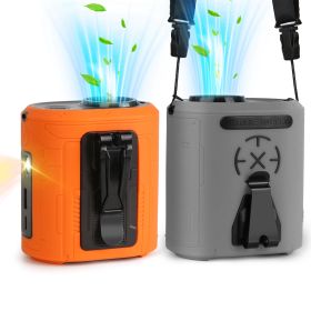5 In 1 Portable Waist Clip Fan With 5 Speeds Flashlight 10000mAh Battery Operated Personal Wearable Turbo Belt Fan Hands-Free Neck Fan For Camping Tra (Option: Orange)