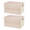 2Pcs 30L Collapsible Storage Bins With Dustproof Lid Waterproof Interior Bag Handle Stackable Storage Box Container Utility Organizer Crate For Campin