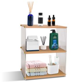 3-Tier Acrylic Countertop Organizer Bathroom Wood Counter Storage Rack Standing Vanity Cosmetics Shelf Cup Holder Desk Display Shelves (Option: Burlywood)
