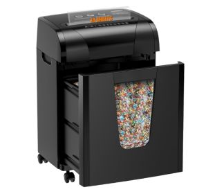 Woolsche Paper Shredder,18 Sheet Cross Cut Level P4,Shred Paper,Credit Card,CD,With Large Pull Out Bin,Insert Auto Jam Proof System Shredder For (Color: Black)