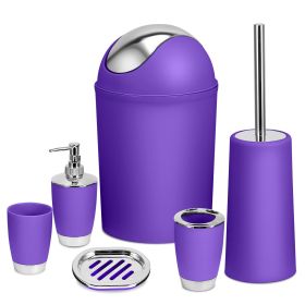 Bathroom Accessories Set 6 Pcs Bathroom Set Ensemble Complete Soap Dispenser Toothbrush Holder Tumbler Soap Dish Toilet Cleaning Brush Trash Can (Option: PPL)