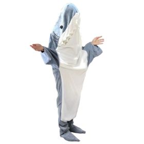 Wearable Shark Sleeping Bag Shark Onesie X-XXL Size Soft Comfortable Flannel Blanket With Zipper Suitable For Adult Children Height 4.2FT to 5.5FT (Option: 210CM)