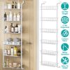 6 Tier Over Door Pantry Organizer Hanging Hooks Door Storage Rack Carbon Steel Basket 62.99in Over Door Shelf for Kitchen Bathroom