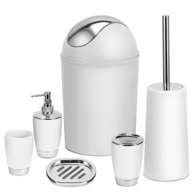 Bathroom Accessories Set 6 Pcs Bathroom Set Ensemble Complete Soap Dispenser Toothbrush Holder Tumbler Soap Dish Toilet Cleaning Brush Trash Can (Option: WHT)