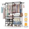 Metal Garment Rack Shoe Clothing Organizer Shelves Freestanding Multifunctional Clothes Wardrobe